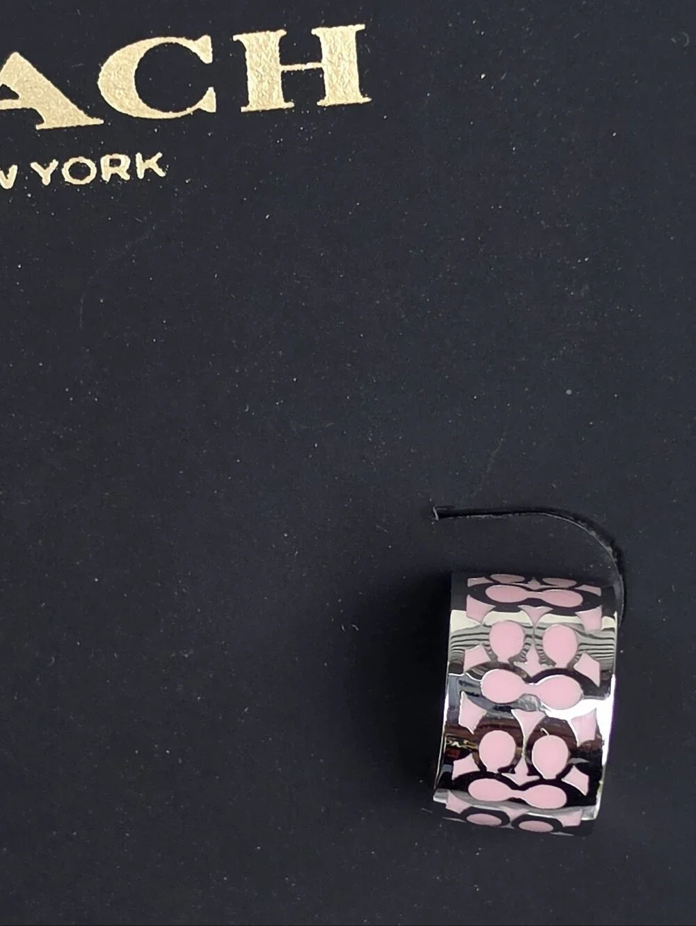 COACH Signature Enamel Huggie Earrings - Picture 3 of 6